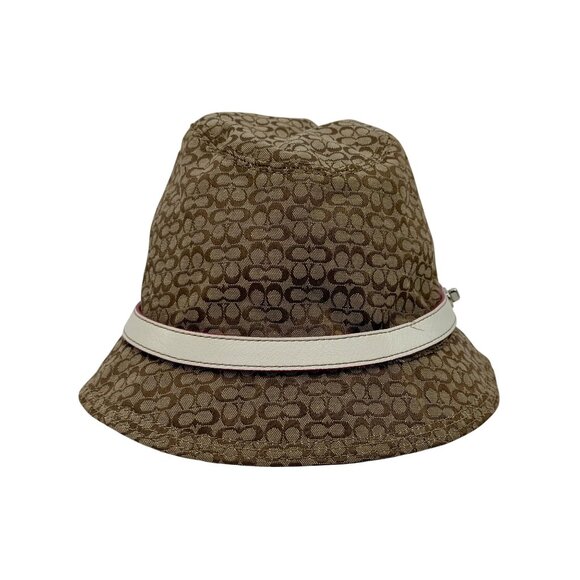 Vtg Y2K Coach Signature Brown Bucket Hat | Preppy Grunge Coastal Grandmother P/S - Picture 2 of 15